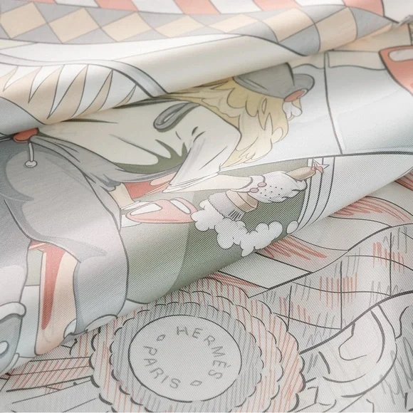 HERMES BNIB Pony Pit Stop DOUBLE FACE scarf 90 cm by Ugo Bienvenu | Silk, Pastel - Picture 2 of 9